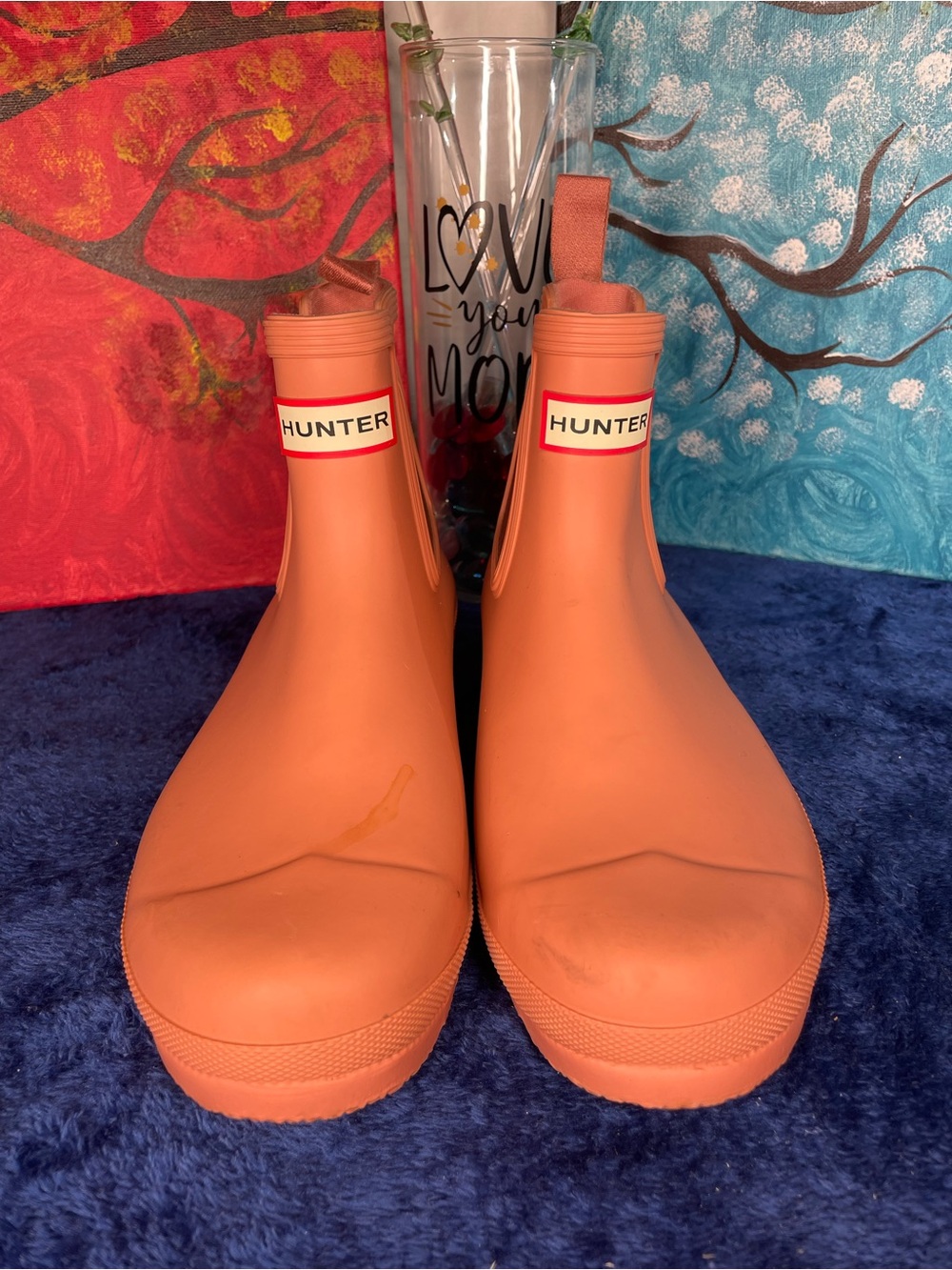 Hunter Women's Short Orange Rain Ankle Boots